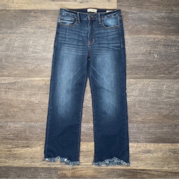 Harper dark wash boot cut jeans with frayed hems kick crop size 27 B106 - Picture 1 of 5